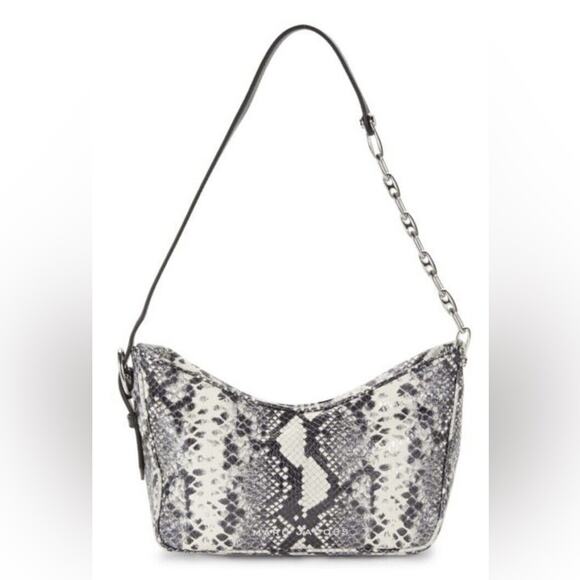 Marc Jacobs  Snakeskin Print Leather Shoulder Bag Black White Retails $425 - Picture 1 of 7